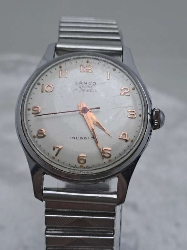 Vintage Mens Lanco Sport Incabloc Mechanical Watch-17 Jewels - Working -Swiss Made