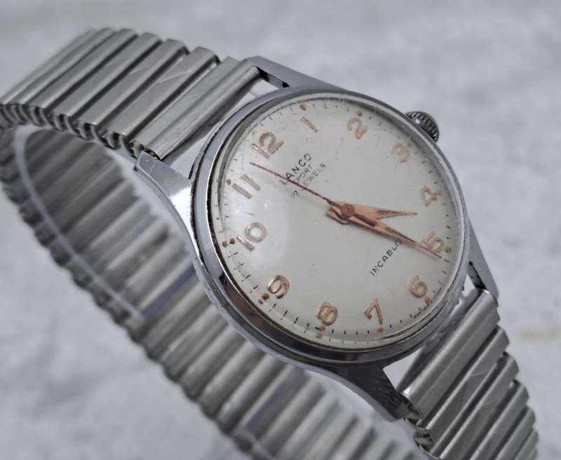 Vintage Mens Lanco Sport Incabloc Mechanical Watch-17 Jewels - Working -Swiss Made