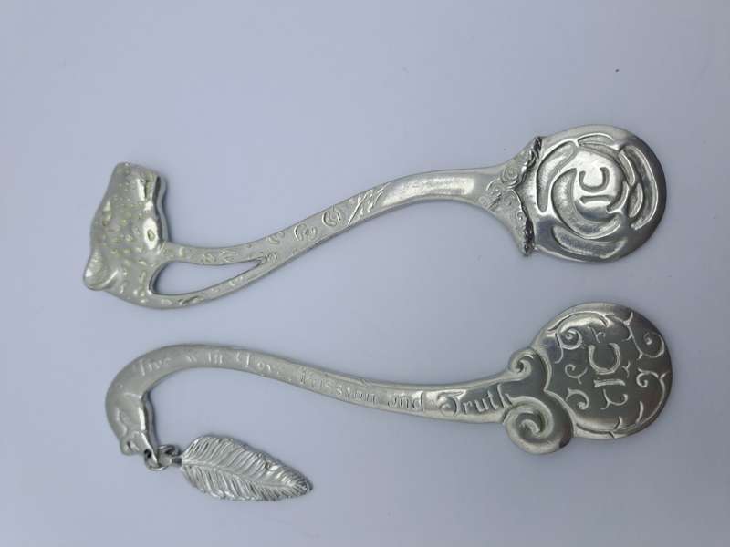 2 Jenna Clifford Pewter bookmarks -Swan and Leopard