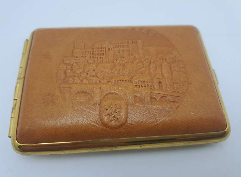 Vintage Leather covered Cigarette Case-Heidelberg Germany