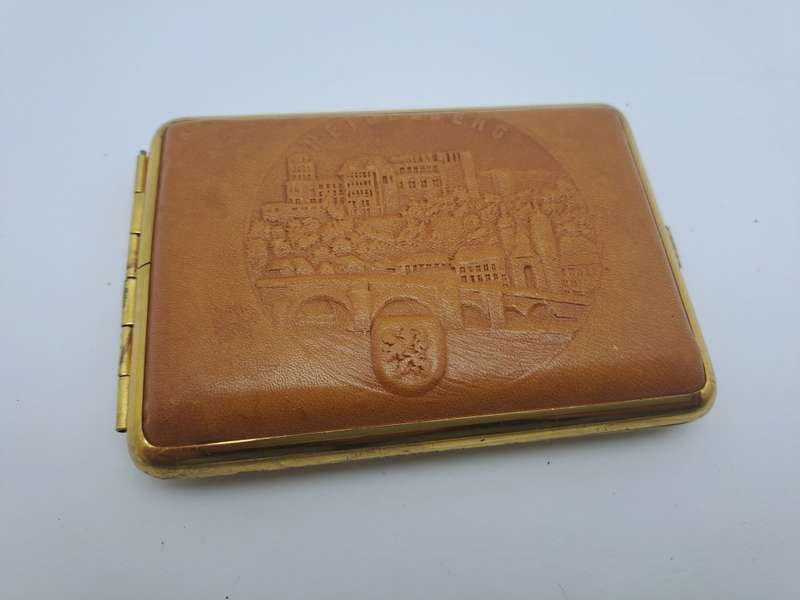Vintage Leather covered Cigarette Case-Heidelberg Germany