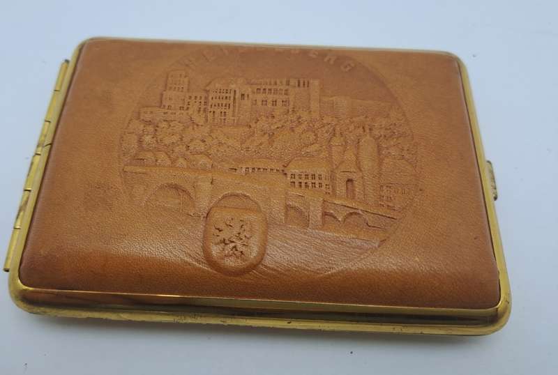 Vintage Leather covered Cigarette Case-Heidelberg Germany