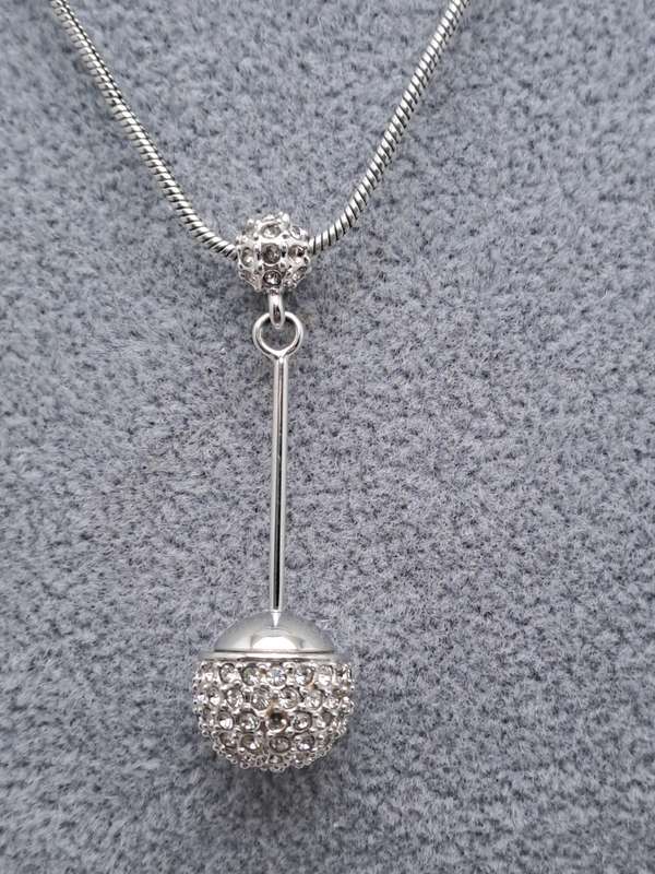 Swarovski Drop ball Black Rhinestone Pave Pendant on Chain -Boxed