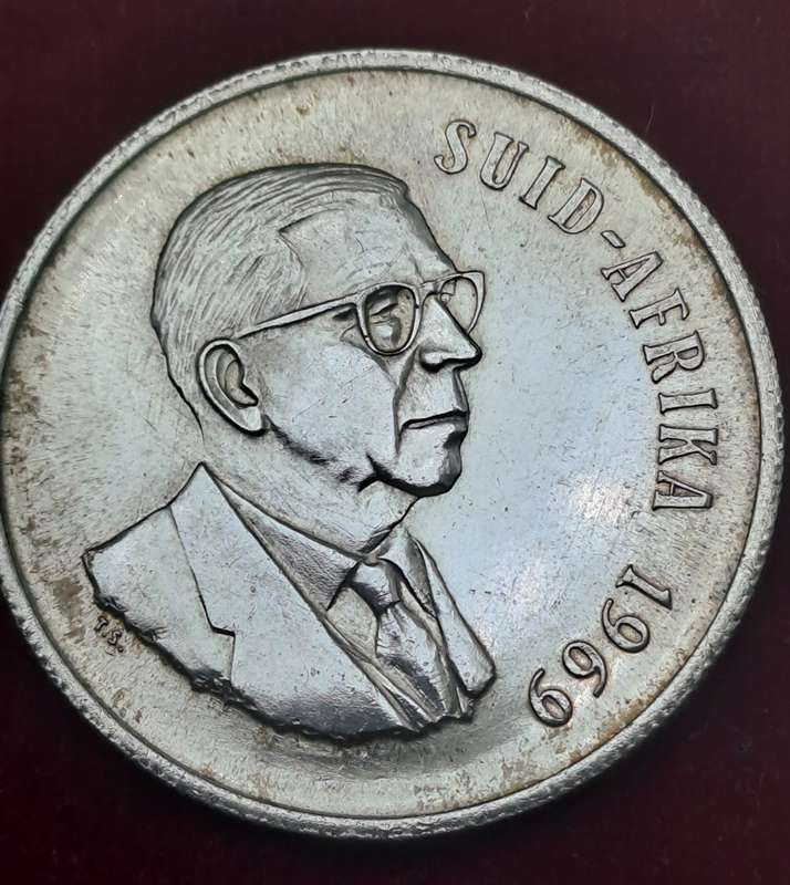 1969 South Africa SILVER 1 Rand Dr. T.E. Dönges, Afrikaans Legend - SUID AFRIKA