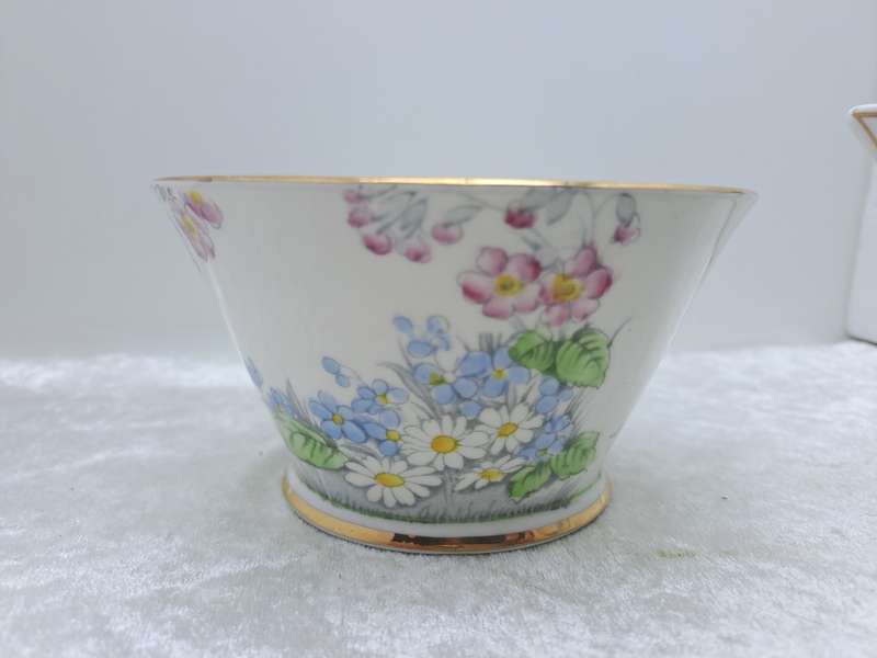 21pc Vintage Royal Standard Bone China `Wild Flower`  Art Deco Tea set (Creamer Chipped)