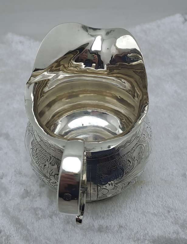 Hallmarked Antique 1885 Kiev Imperial 84 Russian SILVER Jug - slightly bended by the spout