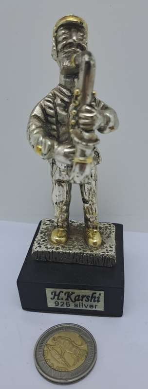 Collectable 925 sterling Silver Saxophone Player Figurine-Jerusalem- by H.Karshi