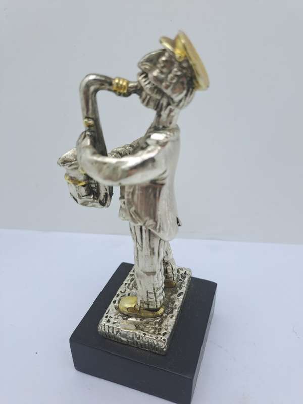 Collectable 925 sterling Silver Saxophone Player Figurine-Jerusalem- by H.Karshi