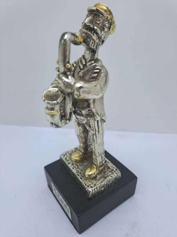 Collectable 925 sterling Silver Saxophone Player Figurine-Jerusalem- by H.Karshi