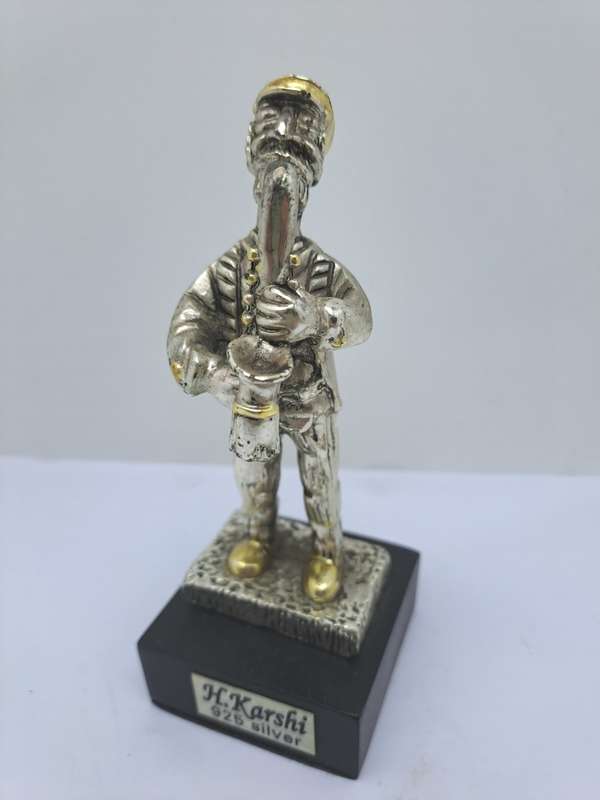 Collectable 925 sterling Silver Saxophone Player Figurine-Jerusalem- by H.Karshi