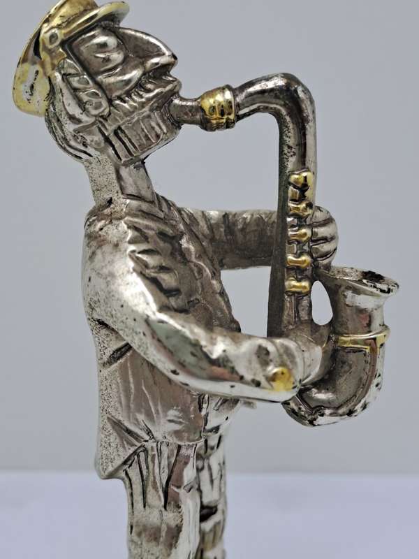 Collectable 925 sterling Silver Saxophone Player Figurine-Jerusalem- by H.Karshi
