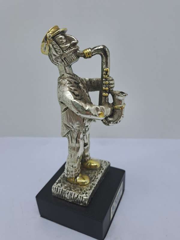 Collectable 925 sterling Silver Saxophone Player Figurine-Jerusalem- by H.Karshi