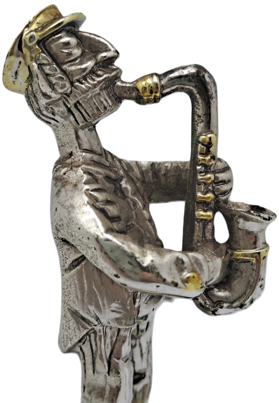Collectable 925 sterling Silver Saxophone Player Figurine-Jerusalem- by H.Karshi