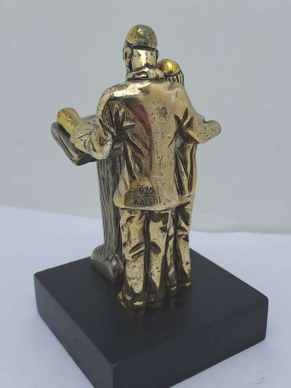 Collectable 925 sterling Silver Figurine of Rabbi and Boy Reading Torah- by H.Karshi