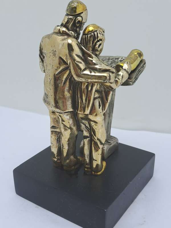 Collectable 925 sterling Silver Figurine of Rabbi and Boy Reading Torah- by H.Karshi