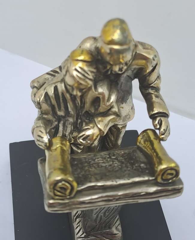 Collectable 925 sterling Silver Figurine of Rabbi and Boy Reading Torah- by H.Karshi