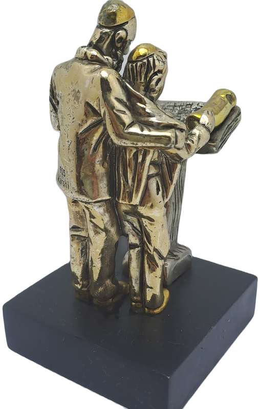 Collectable 925 sterling Silver Figurine of Rabbi and Boy Reading Torah- by H.Karshi