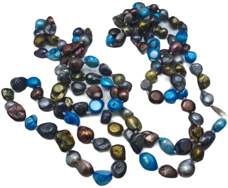 Beautiful Vintage Genuine Multi Color Fresh water Pearl Necklace -1,5 Meters Long (150cm)