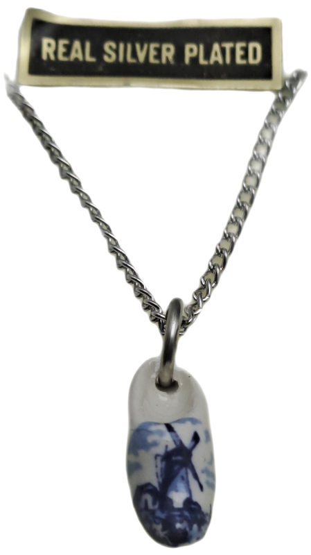 Vintage Holland Delft Clog on Silver plated Chain Necklace (Unused)