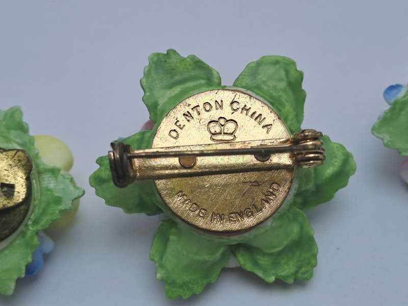 Vintage Denton Floral Brooch and Earings set -Made in England