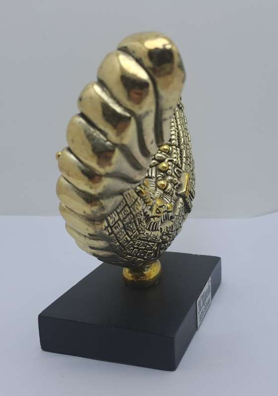 Collectable Original 925 sterling Silver and Gold Figurine of Shofar Rams  Horn- by H.Karshi Israel