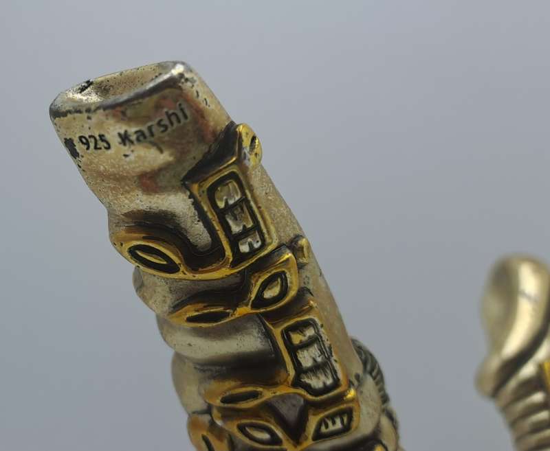 Collectable Original 925 sterling Silver and Gold Figurine of Shofar Rams  Horn- by H.Karshi Israel