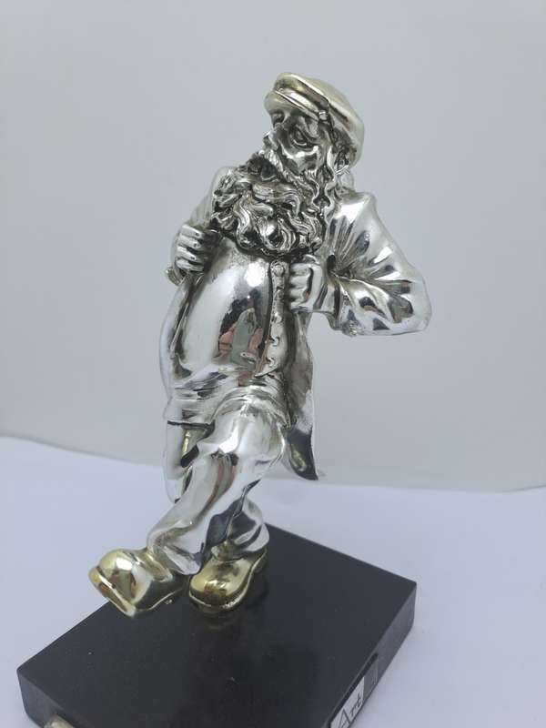 Collectable  925 sterling Silver and Gold Figurine of Dancing Chassid - Jerusale- Judeaca Art
