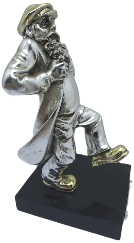 Collectable  925 sterling Silver and Gold Figurine of Dancing Chassid - Jerusale- Judeaca Art