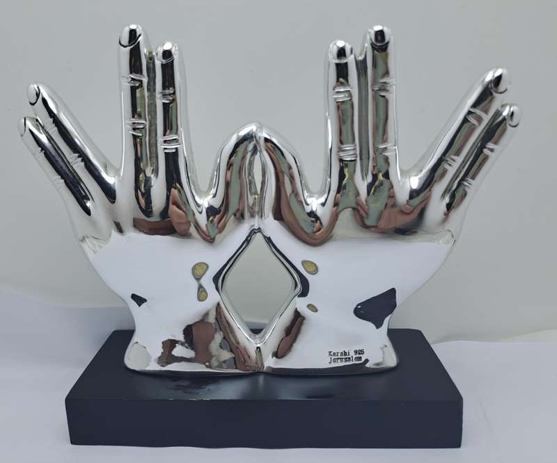 Collectable Original 925 sterling Silver Figurine of Priest Hands with Blessing- by H.Karshi Israel