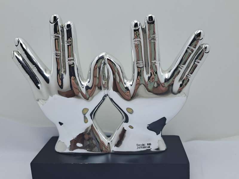 Collectable Original 925 sterling Silver Figurine of Priest Hands with Blessing- by H.Karshi Israel