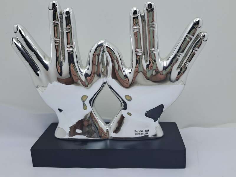 Collectable Original 925 sterling Silver Figurine of Priest Hands with Blessing- by H.Karshi Israel