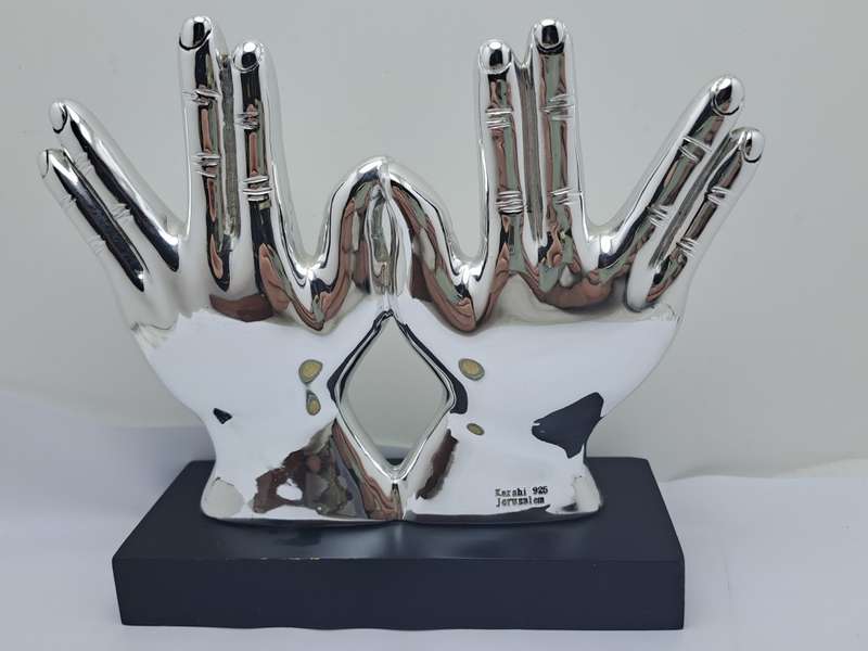 Collectable Original 925 sterling Silver Figurine of Priest Hands with Blessing- by H.Karshi Israel