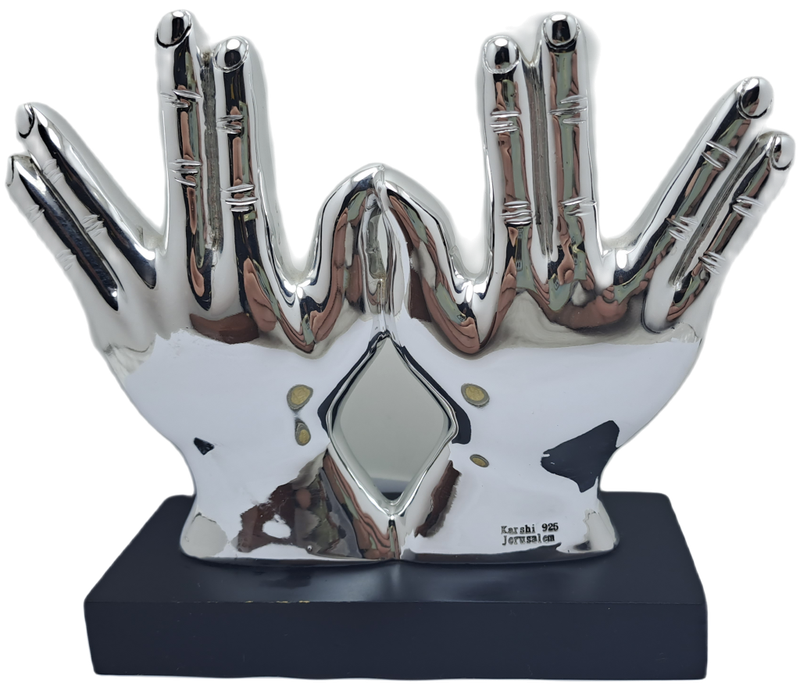 Collectable Original 925 sterling Silver Figurine of Priest Hands with Blessing- by H.Karshi Israel