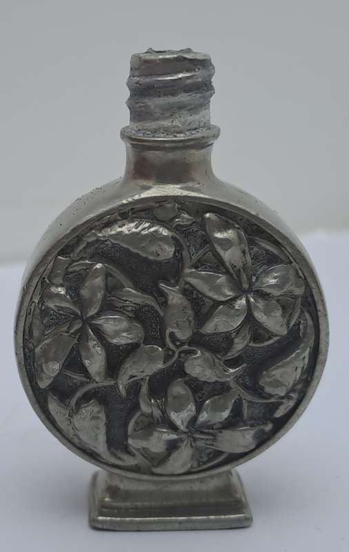 Antique Pewter Perfume Bottle 57mm x 13mm  x 58mm