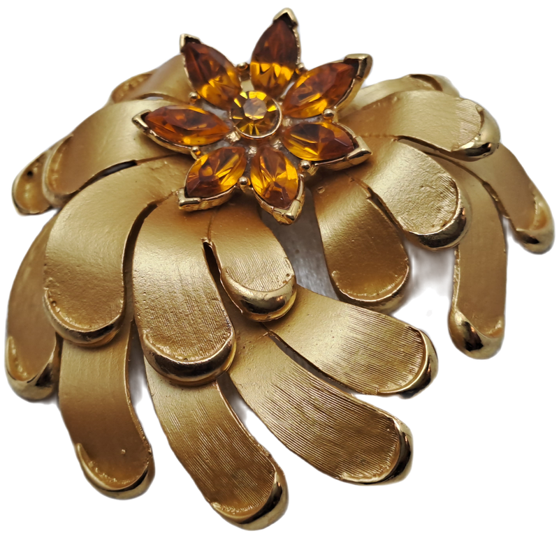 Large Vintage David Wuhl Gold tone Brooch 6cm x 6,5cm