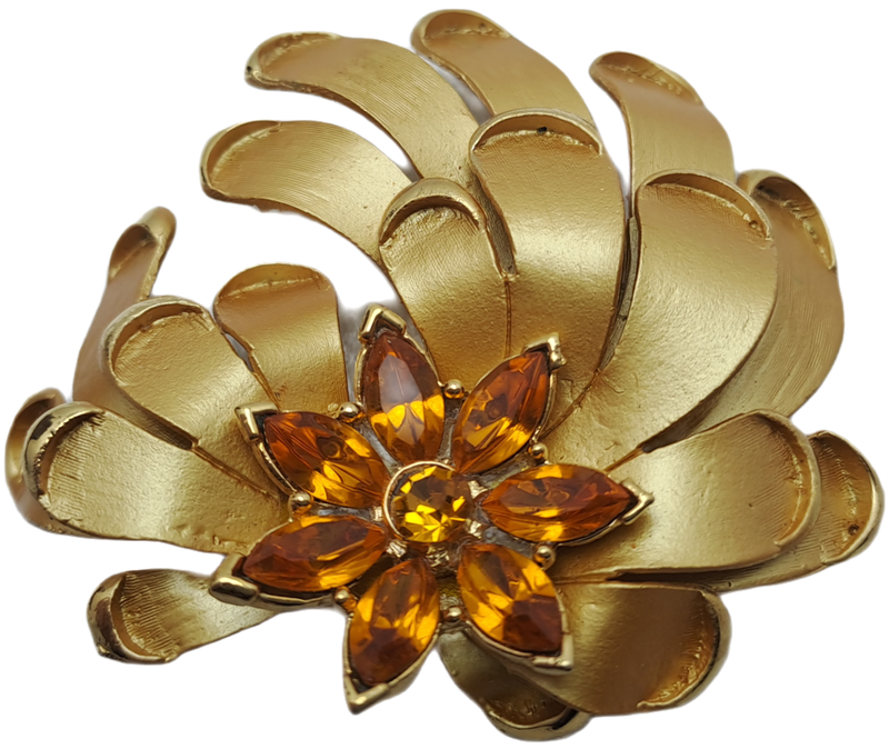 Large Vintage David Wuhl Gold tone Brooch 6cm x 6,5cm