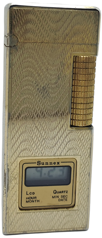 Vintage Sunnex lighter.. with Quartz Clock (Clock working) Lighter Not tested- made in Korea