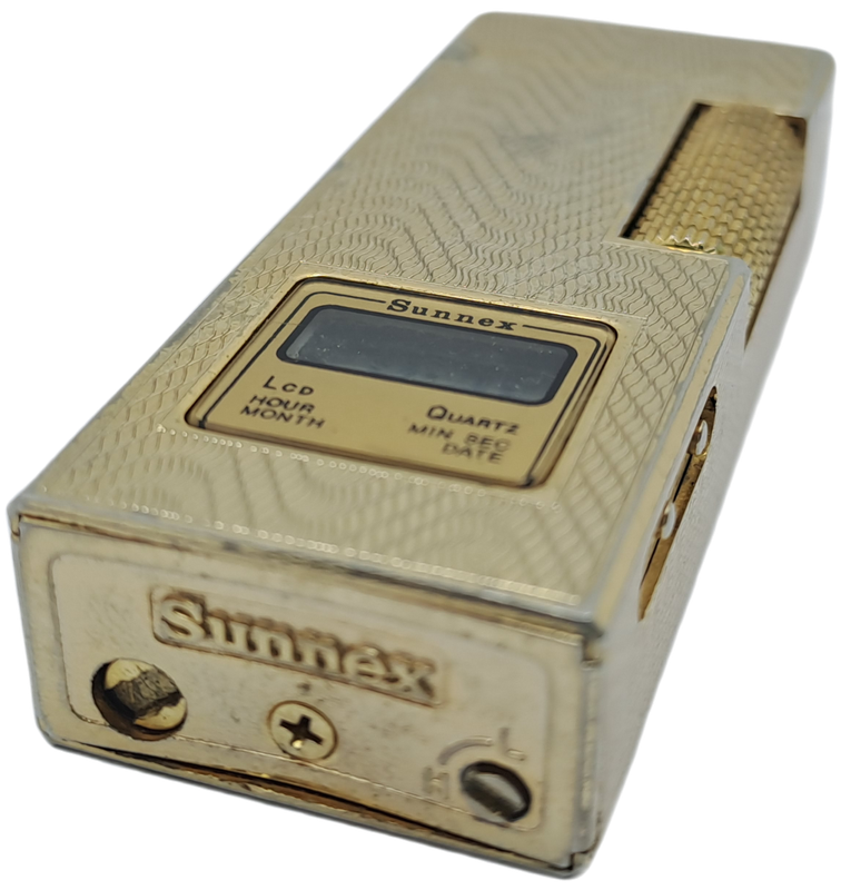 Vintage Sunnex lighter.. with Quartz Clock (Clock working) Lighter Not tested- made in Korea