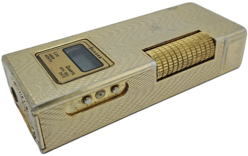 Vintage Sunnex lighter.. with Quartz Clock (Clock working) Lighter Not tested- made in Korea