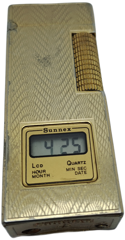 Vintage Sunnex lighter.. with Quartz Clock (Clock working) Lighter Not tested- made in Korea