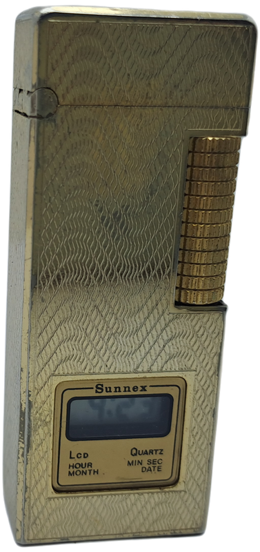 Vintage Sunnex lighter.. with Quartz Clock (Clock working) Lighter Not tested- made in Korea