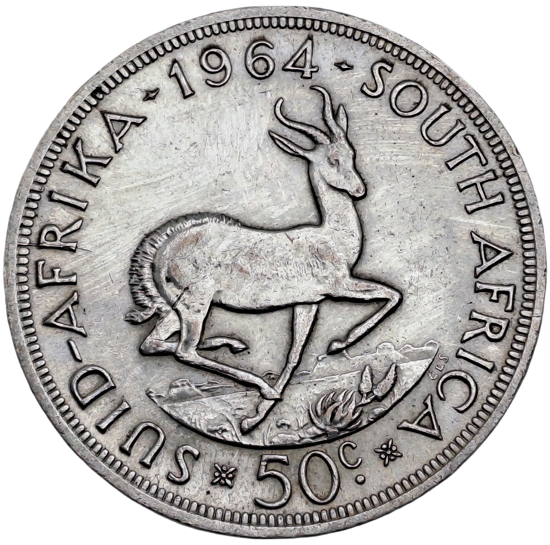1964 South Africa SILVER 50 Cents 1st decimal series