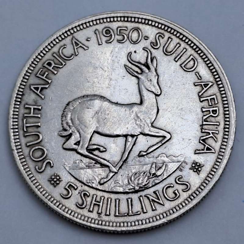 1950 South Africa SILVER 5 Shillings - George VI