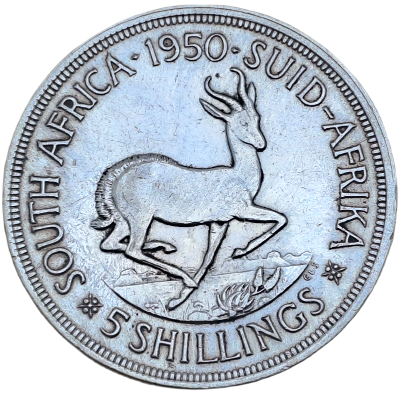 1950 South Africa SILVER 5 Shillings - George VI