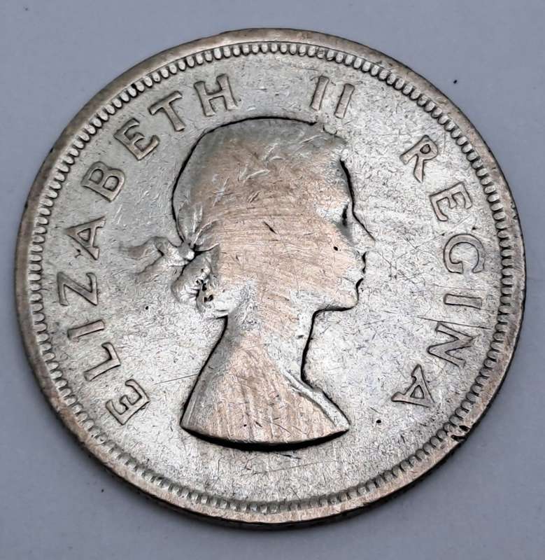 1955  South Africa SILVER  2½ Shillings - Elizabeth II 1st portrait