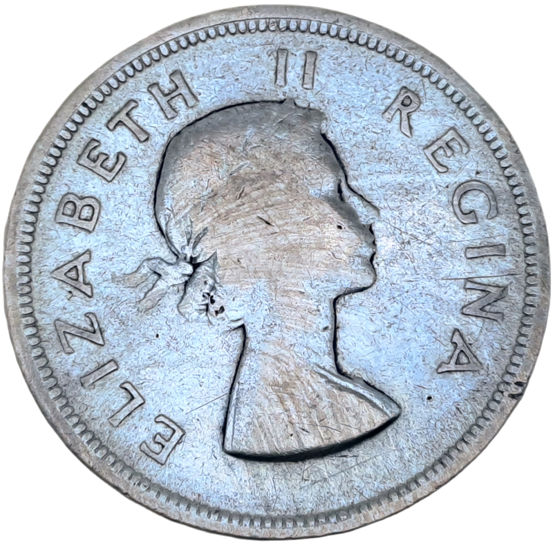 1955  South Africa SILVER  2½ Shillings - Elizabeth II 1st portrait