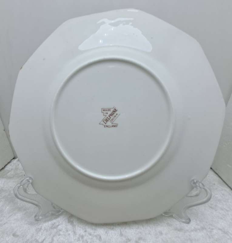Vintage Delphine Bone China Porcelain Plate -Made in England -With Wire wall Hanger