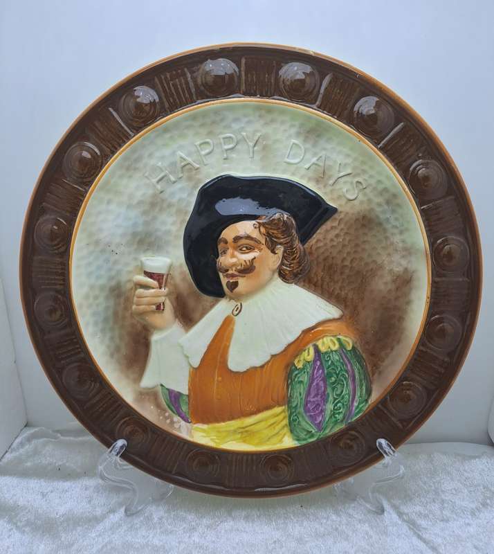 Vintage Falcon Ware Hand Painted Decorative Plate `The Cavalier`- With Wire Hanger -England