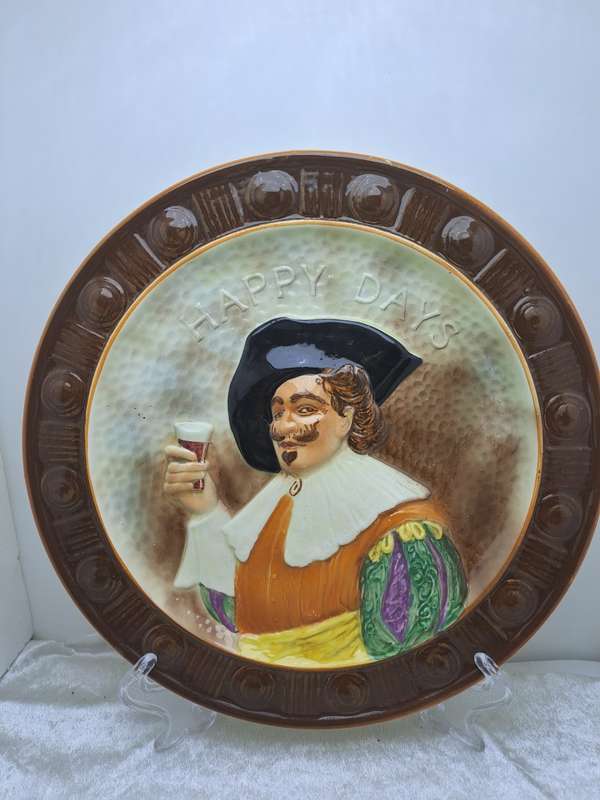 Vintage Falcon Ware Hand Painted Decorative Plate `The Cavalier`- With Wire Hanger -England