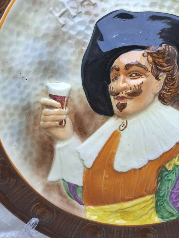 Vintage Falcon Ware Hand Painted Decorative Plate `The Cavalier`- With Wire Hanger -England